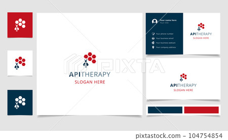 Apitherapy logo design with editable slogan. Branding book and business card template. 104754854