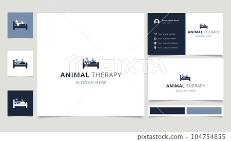 Animal therapy logo design with editable slogan. Branding book and business card template. 104754855
