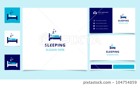 Sleeping logo design with editable slogan. Branding book and business card template. Sleeping logo design with editable slogan. Branding book and business card template. 104754859