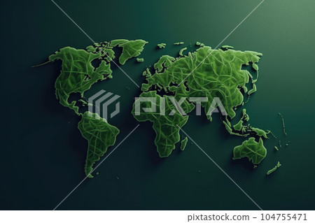 Eco-Friendly World: Forest-Shaped Green Planet. Generative AI 104755471