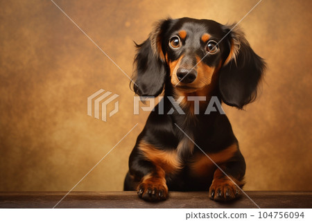 A Dachhund on a grey background A Dachhund on a grey background 104756094