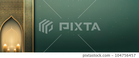 Muslim holiday Ramadan, banner with copy space made with Generative AI 104756457