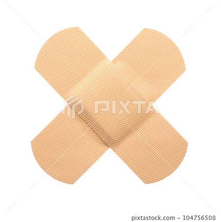 Medical sticking plasters isolated on white. First aid item 104756508