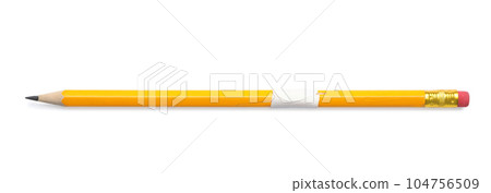 Pencil with sticking plaster isolated on white, top view 104756509