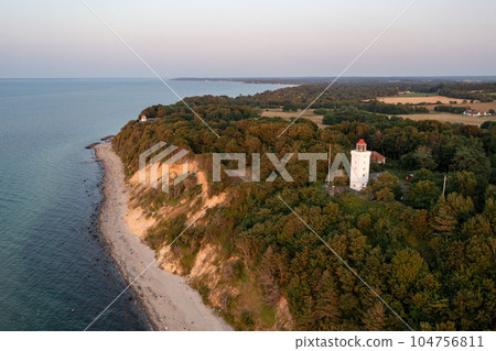 Aerial View of Nakkehoved Lighthouse in North Zealand Aerial View of Nakkehoved Lighthouse in North Zealand 104756811