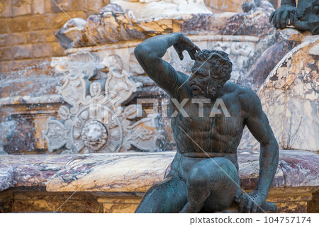 Detail of a statue of the satyr Detail of a statue of the satyr 104757174