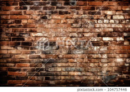 Old Brick Wall with Cracks. Generative AI. 104757446