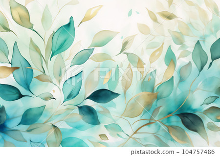 Turquoise and White A Leafy Contrast. Generative AI. 104757486