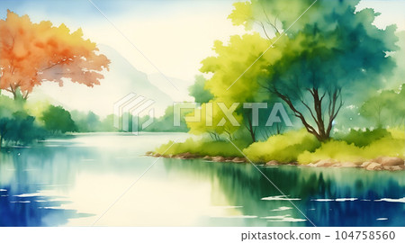 透明水彩山水畫[AI生成圖像] 104758560