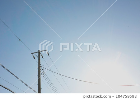 Telegraph pole and electric wire Telegraph pole and electric wire 104759598
