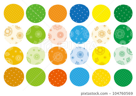 Dot pattern and pattern pattern 6 color set Sunflower 104760569