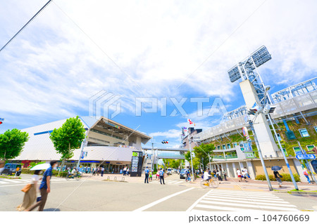 [Hyogo Prefecture] Koshien Stadium and Nishinomiya city scenery in August and summer 104760669