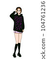 A woman wearing a miniskirt saluting 104761236