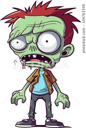 cartoon, zombie, halloween, illustration, kid, cute, spooky, monster, costume, character, holiday, happy, party, horror, isolated, pumpkin, treat, scary, trick, children, devil, vampire, design, fun,  104763398