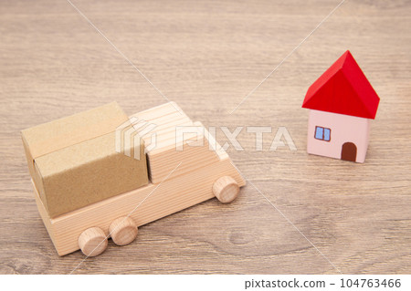 Truck with luggage and house Truck with luggage and house 104763466