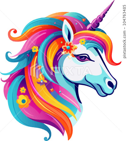 rainbow, pony, illustration, cute, cartoon, magic, horse, animal, design, fantasy, unicorn, sweet, dream, pink, character, background, beautiful, fairytale, star, fairy, girl, card, colorful, love, 104763485