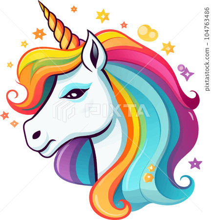 rainbow, pony, illustration, cute, cartoon, magic, horse, animal, design, fantasy, unicorn, sweet, dream, pink, character, background, beautiful, fairytale, star, fairy, girl, card, colorful, love, 104763486