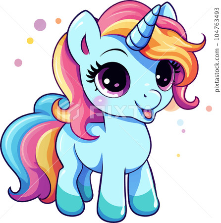 rainbow, pony, illustration, cute, cartoon, magic, horse, animal, design, fantasy, unicorn, sweet, dream, pink, character, background, beautiful, fairytale, star, fairy, girl, card, colorful, love, 104763493