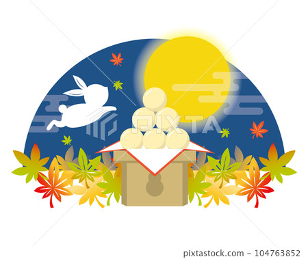 Moon Viewing Rabbit and Full Moon Moon Viewing Dumplings Moon Viewing Rabbit and Full Moon Moon Viewing Dumplings 104763852