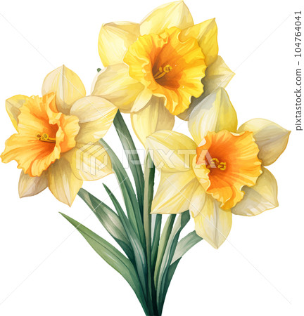 watercolor, illustration, flower, spring, summer, floral, blossom, garden, plant, background, botanical, nature, isolated, design, white, green, decoration, vintage, art, bouquet, flora, leaf, bloom, 104764041