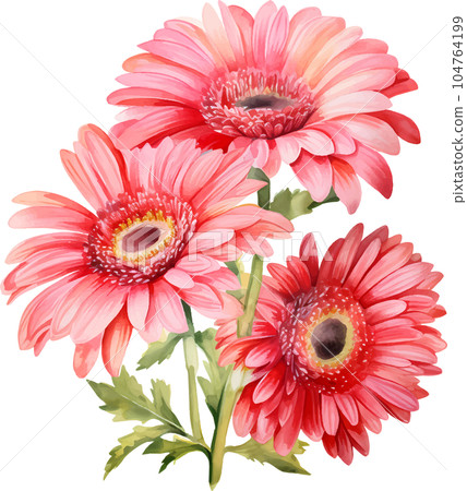 watercolor, daisy, gerbera, flower, illustration, floral, nature, isolated, white, summer, background, botanical, plant, drawing, blossom, garden, bouquet, flora, art, beautiful, green, spring, bloom, watercolor, daisy, gerbera, flower, illustration, floral, nature, isolated, white, summer, background, botanical, plant, drawing, blossom, garden, bouquet, flora, art, beautiful, green, spring, bloom, 104764199