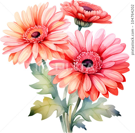 watercolor, daisy, gerbera, flower, illustration, floral, nature, isolated, white, summer, background, botanical, plant, drawing, blossom, garden, bouquet, flora, art, beautiful, green, spring, bloom, watercolor, daisy, gerbera, flower, illustration, floral, nature, isolated, white, summer, background, botanical, plant, drawing, blossom, garden, bouquet, flora, art, beautiful, green, spring, bloom, 104764202