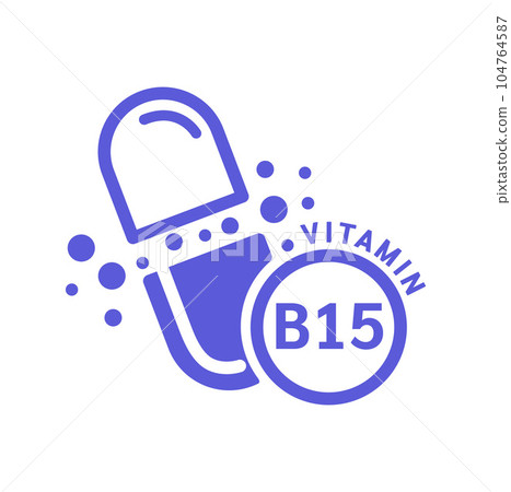 Vitamin B15 icon blue in capsule form simple line. Isolated on a white background. Medical symbol concept. Design for use on web app mobile and print media. Vector EPS10 illustration. 104764587