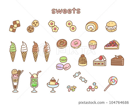 流行可愛的手繪糖果插畫集 104764686