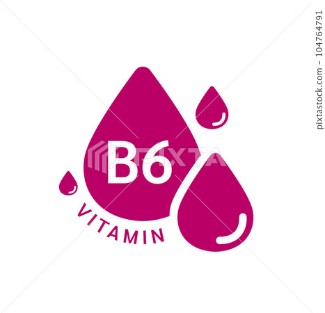 Vitamin B6 icon purple in form simple line water drop. Isolated on white background. Design for use on web app mobile and print media. Medical symbol concept. Vector EPS10 illustration. 104764791