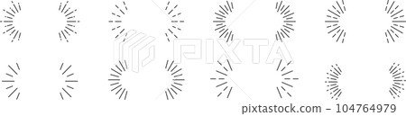Monochrome decorative sunburst set Monochrome decorative sunburst set 104764979