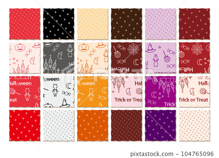 Dot pattern and pattern pattern material 6 color set Halloween Dot pattern and pattern pattern material 6 color set Halloween 104765096