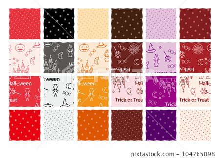 圓點圖案和圖案圖案材料 6 色套裝 萬聖節 圓點圖案和圖案圖案材料 6 色套裝 萬聖節 104765098