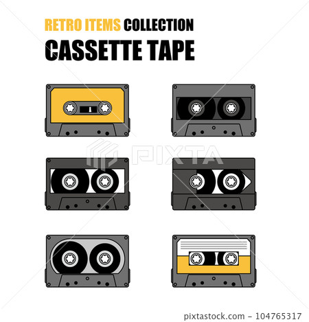 Vector illustration of various cassette tapes 104765317