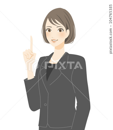 穿著黑色西裝的女人指點的插圖 104765385