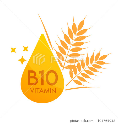 Vitamin B10 icon with wheat cereal orange. Form... - Stock Illustration ...