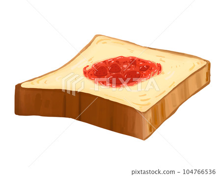 Bread, jam, strawberry, strawberry bread, breakfast, breakfast, freshly baked, 5 slices, no shadow 104766536