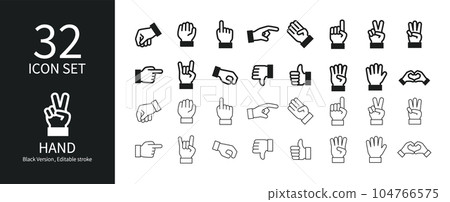 Icon set of various hand signs 104766575