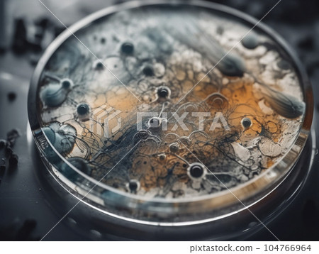 Mold in a Petri dish Black background AI-generated image Generative AI Mold in a Petri dish Black background AI-generated image Generative AI 104766964