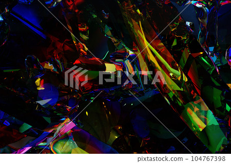 虹彩破碎透明物質的 3D 插圖 104767398