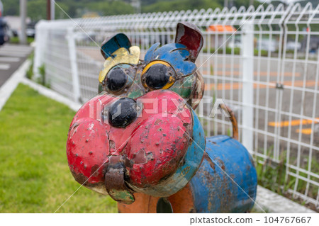 Public art sculpture of dog, Kanazawa, Japan. 104767667