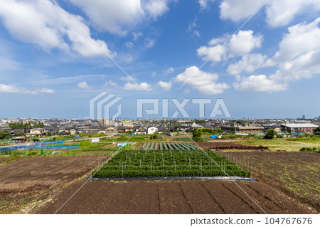 Kanazawa city from Daijouji Hill Park, Japan. 104767676