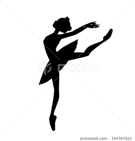 Illustration of a dancer's silhouette_An image of a ballerina dancing Odette in the ballet "Swan Lake" 104767822