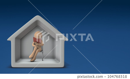 避免外出。呆在家裡讀書的人物。 104768318