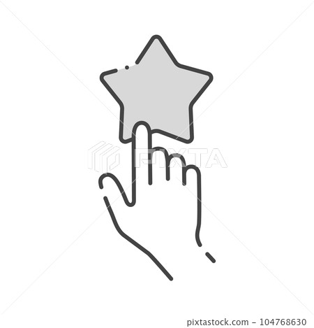 Simple human hand line icon touching a star - Image material for evaluation/review and rating Simple human hand line icon touching a star - Image material for evaluation/review and rating 104768630