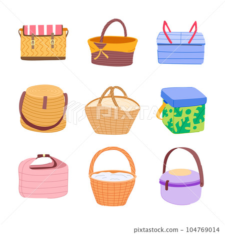 picnic basket set cartoon vector illustration picnic basket set cartoon vector illustration 104769014