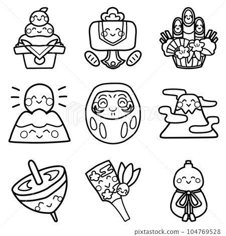 New Year's lucky illustration icon set 104769528