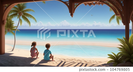 beach, sea, family 104769805