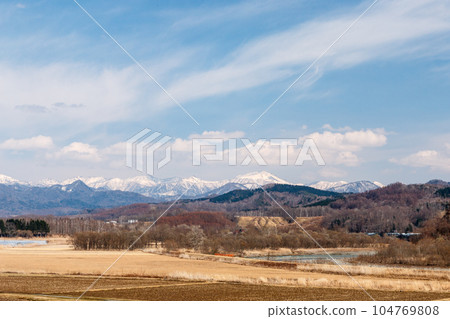 Biratori-cho, Hokkaido, view from Mt. Horoshiri Viewpoint [March] 104769808