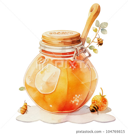 watercolor cute honey jar, ai generative 104769815