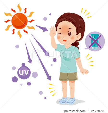 No sunburn protection Completely defenseless woman Whole body 104770700